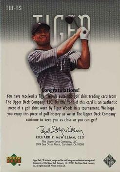 2001 SP Authentic - Tour Swatch Silver #TW-TS Tiger Woods Back