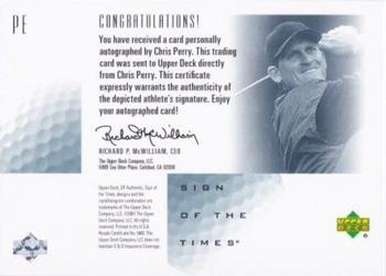 2001 SP Authentic - Sign of the Times Gold #PE Chris Perry Back
