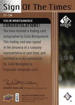 2012 SP Authentic - Sign of the Times #ST-CM Colin Montgomerie Back