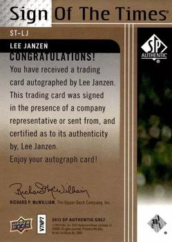 2012 SP Authentic - Sign of the Times #ST-LJ Lee Janzen Back