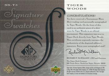 2005 SP Signature Golf - Signature Swatches #SS-T3 Tiger Woods Back