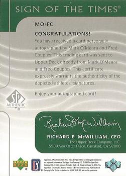 2003 SP Authentic - Sign of the Times Dual Platinum #MO/FC Mark O'Meara / Fred Couples Back
