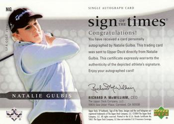 2004 SP Authentic - Sign of the Times #NG Natalie Gulbis Back