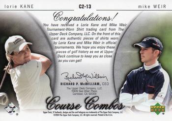 2004 SP Authentic - Course Combos #C2-13 Lorie Kane / Mike Weir Back