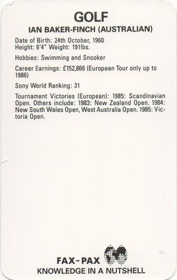 1987 Fax-Pax #NNO Ian Baker-Finch Back