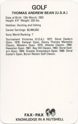 1987 Fax-Pax #NNO Thomas Andrew Bean Back
