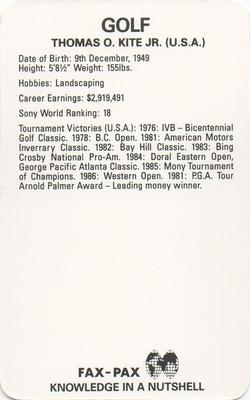 1987 Fax-Pax #NNO Thomas O. Kite Jr. Back