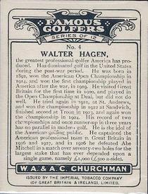 1927 Churchman's Famous Golfers 1st Series (Large) #4 Walter Hagen Back