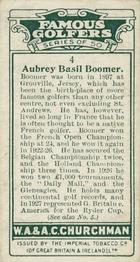 1927 Churchman's Famous Golfers #4 Aubrey Boomer Back
