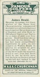1927 Churchman's Famous Golfers #7 James Braid Back