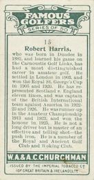 1927 Churchman's Famous Golfers #15 Robert Harris Back