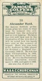 1927 Churchman's Famous Golfers #20 Alexander Herd Back