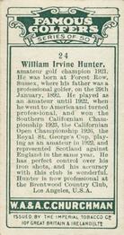 1927 Churchman's Famous Golfers #24 William Hunter Back