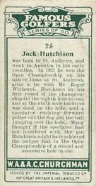 1927 Churchman's Famous Golfers #25 Jock Hutchison Back