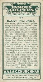 1927 Churchman's Famous Golfers #27 R.T. Jones Back