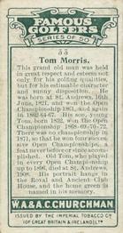 1927 Churchman's Famous Golfers #33 Tom Morris Back