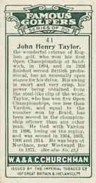 1927 Churchman's Famous Golfers #41 John Taylor Back