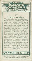 1927 Churchman's Famous Golfers #47 Harry Vardon Back