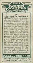 1927 Churchman's Famous Golfers #50 Ernest Whitcombe Back