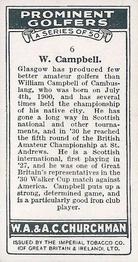 1931 Churchman's Prominent Golfers (Small) #6 William Campbell Back