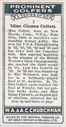 1931 Churchman's Prominent Golfers (Small) #7 Glenna Collett Back