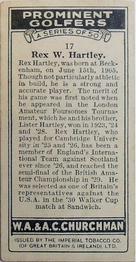 1931 Churchman's Prominent Golfers (Small) #17 Rex Hartley Back