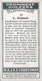 1931 Churchman's Prominent Golfers (Small) #22 Len Holland Back