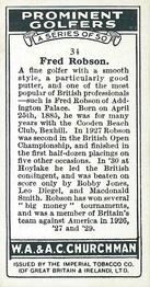 1931 Churchman's Prominent Golfers (Small) #34 Fred Robson Back