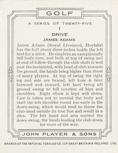 1939 Player's Golf #1 James Adams Back