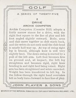 1939 Player's Golf #8 Archie Compston Back