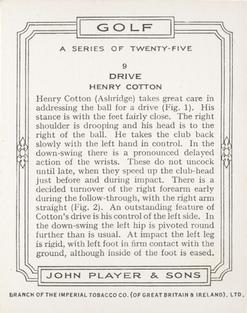 1939 Player's Golf #9 Henry Cotton Back