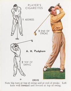 1939 Player's Golf #21 Alfred Padgham Front
