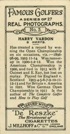 1928 Millhoff Famous Golfers #5 Harry Vardon Back
