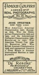 1928 Millhoff Famous Golfers #10 Jesse Sweetser Back