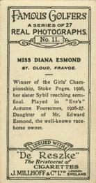 1928 Millhoff Famous Golfers #11 Diana Esmond Back