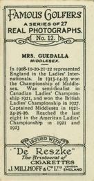 1928 Millhoff Famous Golfers #12 Edith Guedalla Back