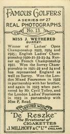 1928 Millhoff Famous Golfers #13 Joyce Wethered Back