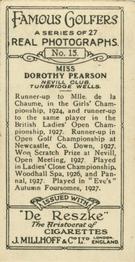 1928 Millhoff Famous Golfers #15 Dorothy Pearson Back