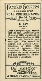 1928 Millhoff Famous Golfers #16 Edward Ray Back