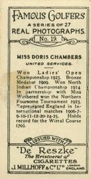 1928 Millhoff Famous Golfers #19 Miss Doris Chambers Back
