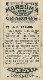 1914 Marsuma Famous Golfers and Their Strokes #17 J.H. Taylor Back