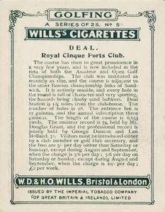 1924 Wills's Cigarettes Golfing #5 Deal Back