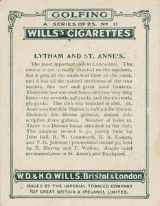 1924 Wills's Cigarettes Golfing #11 Lytham and St. Anne's Back
