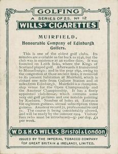 1924 Wills's Cigarettes Golfing #12 Muirfield Back