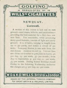 1924 Wills's Cigarettes Golfing #14 Newquay Back