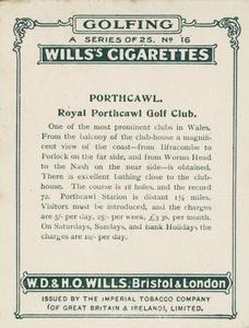 1924 Wills's Cigarettes Golfing #16 Porthcawl Back