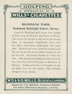 1924 Wills's Cigarettes Golfing #18 Richmond Park Back
