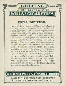 1924 Wills's Cigarettes Golfing #20 Royal Portrush Back