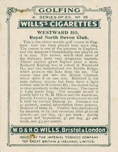 1924 Wills's Cigarettes Golfing #25 Westward Ho Back