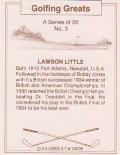 1989 G B Cards & T W Cards Golfing Greats #3 Lawson Little Back